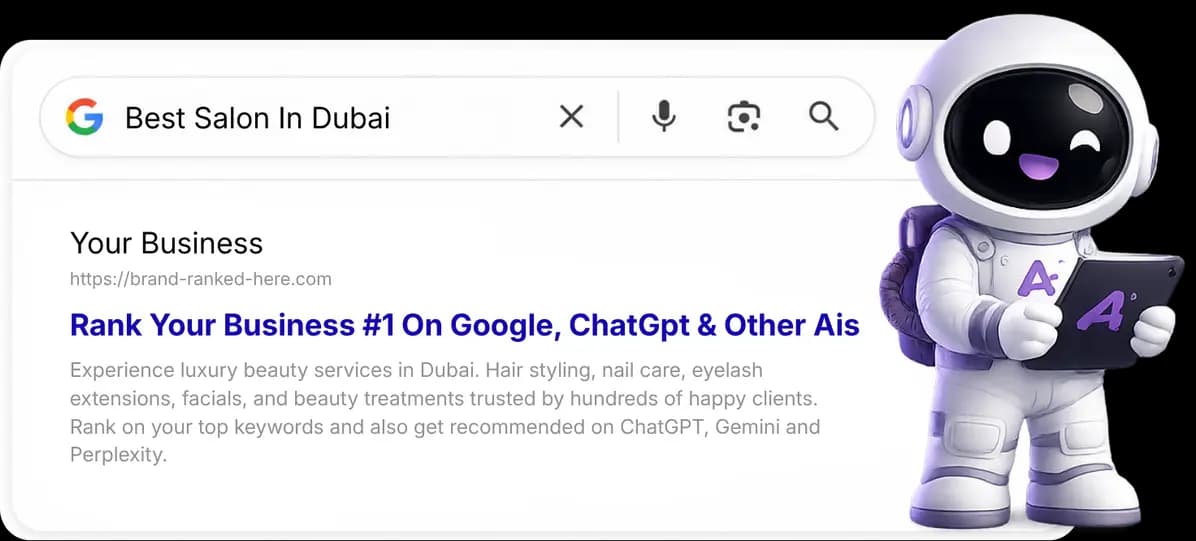 AstoRank search result example — Your Business ranked #1 on Google